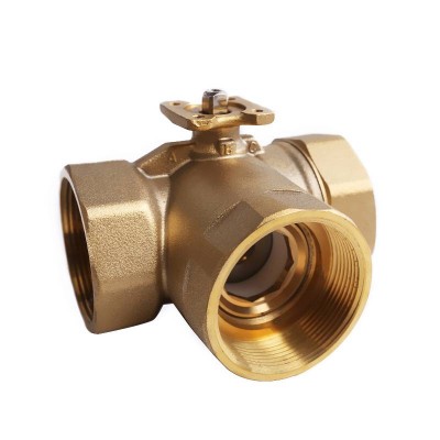 Kv4.0 Dn50 Valve 3 Way Brass Ball Valve For 24nm Actuator